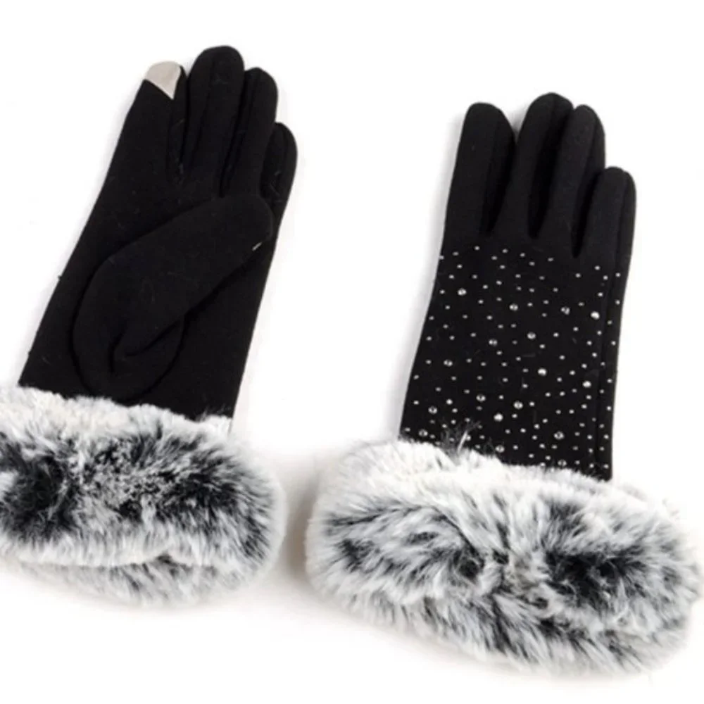 Luxurious Rhinestones Winter Gloves Touchscreen Gloves